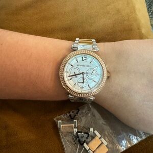 Michael Kors Parker Two Tone Rose Gold Stainless Steel MK 6301 Womens Watch